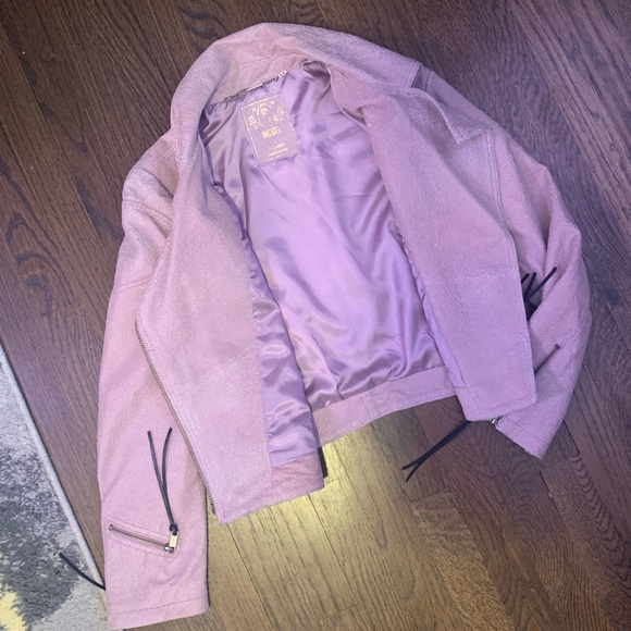 Diesel Dusty Pink Lamb and Cow Leather Biker Jacket Small - Picture 3 of 12